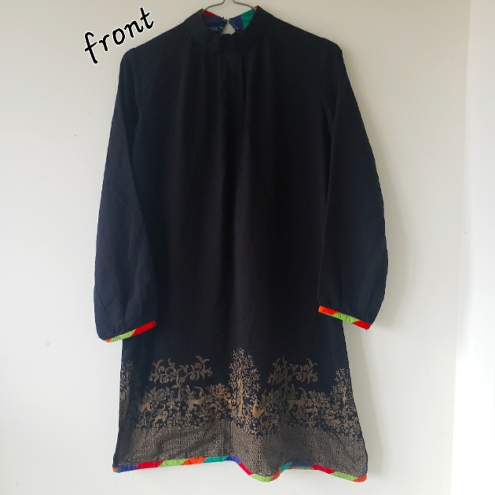 Black mock neck dress/ kurta